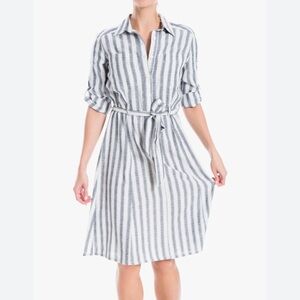 3/$14 Max Studio Striped Belted Midi Dress Size: L